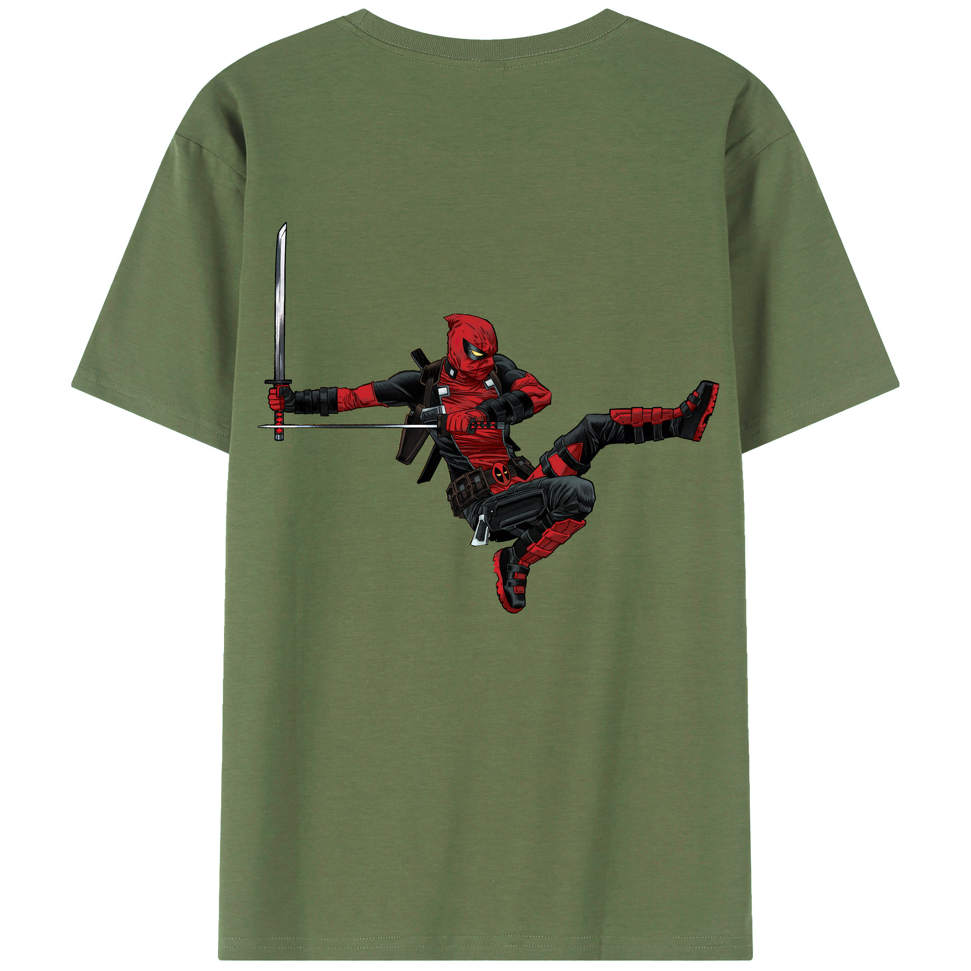 （画像用） Deadpool デッドプール 綿100％ メンズ半袖Tシャツ（バックプリント） 通気性